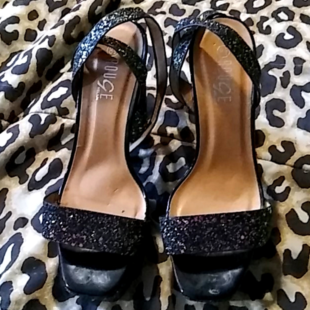 Sparkly black platform heels 8 1/2